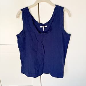 Three Dots Gauze V-Neck‎ Tank Women’s SMALL Navy. 100% Cotton